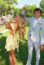 Load image into Gallery viewer, Cute Sheath Square Neck Pink Short Homecoming Dress with Backless