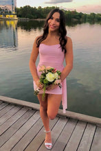 Load image into Gallery viewer, Cute Sheath Strapless Blue Short Homecoming Dress with Ruched