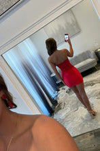 Load image into Gallery viewer, Glamorous Strapless Mini Homecoming Dress with Beaded Corset and Draped Skirt