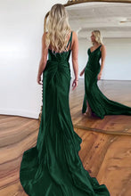 Load image into Gallery viewer, Purple Mermaid V-Neck Zipper Back Satin Long Prom Dress With Split