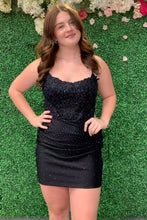 Load image into Gallery viewer, Dark Green Spaghetti Straps Cross Back Short Homecoming Dress