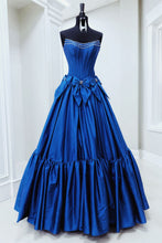 Load image into Gallery viewer, Elegant A-Line Strapless Long Satin Prom Dress with Bowknot