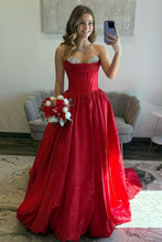 Load image into Gallery viewer, Elegant A Line Sweetheart Red Corset Prom Dress with Beading