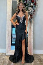 Load image into Gallery viewer, Stunning Mermaid Spaghetti Straps Royal Blue Mermaid Prom Dress with Beading
