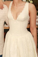Load image into Gallery viewer, Elegant Ivory Eyelet Lace V-Neck Flare Mini Homecoming Party Dress