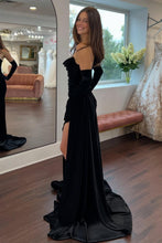 Load image into Gallery viewer, Elegant Mermaid Sweetheart Black Long Prom Dress with Beading(Gloves not included)