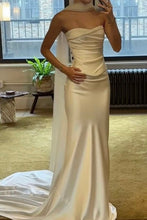 Load image into Gallery viewer, Elegant Mermaid Sweetheart White Long Party Dress with Sweep Train Scarf