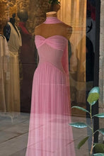 Load image into Gallery viewer, Elegant A Line Sweetheart Pink Long Party Dress with Ruffles Scarf