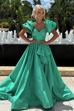 Load image into Gallery viewer, Elegant Orange A-Line Off The Shoulder Long Satin Prom Dress with Bowknot