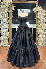 Load image into Gallery viewer, Elegant A-Line Strapless Long Satin Prom Dress with Bowknot