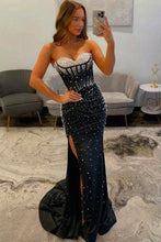 Load image into Gallery viewer, Luxurious Mermaid Sweetheart Pink Corset Prom Dress with Pearls