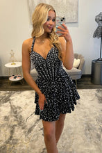Load image into Gallery viewer, Princess A Line Halter Neck Purple Homecoming Dress Corset Party Dress with Pearls