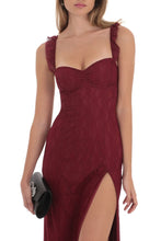 Load image into Gallery viewer, Fashion Sheath Sweetheart Lilac Lace Long Prom Dress with Criss Cross Back