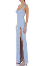Load image into Gallery viewer, Fashion Sheath Sweetheart Lilac Lace Long Prom Dress with Criss Cross Back