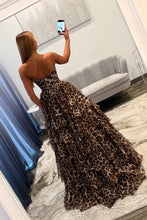 Load image into Gallery viewer, Fashionable A Line Sweetheart Leopard Print Corset Prom Dress with Ruffles