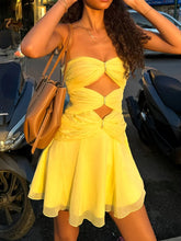 Load image into Gallery viewer, Fashionable A Line Sweetheart Yellow Short Homecoming Dress with Keyhole