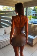 Load image into Gallery viewer, Fashionable Two Piece Halter Neck Dark Grey Short Homecoming Dress