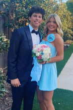 Load image into Gallery viewer, Fashionable Sheath One Shoulder Light Yellow Short Homecoming Dress with 3D Flowers