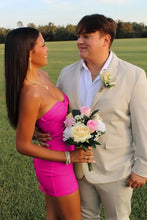 Load image into Gallery viewer, Fitted Sheath Sweetheart Yellow Short Homecoming Dress with Keyhole