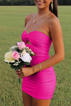 Load image into Gallery viewer, Fitted Sheath Sweetheart Yellow Short Homecoming Dress with Keyhole