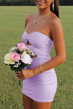 Load image into Gallery viewer, Fitted Sheath Sweetheart Yellow Short Homecoming Dress with Keyhole