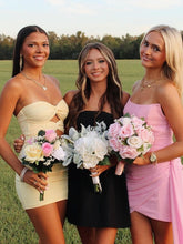 Load image into Gallery viewer, Fitted Sheath Sweetheart Yellow Short Homecoming Dress with Keyhole