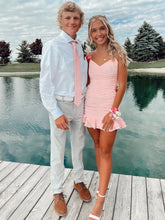 Load image into Gallery viewer, Flattering Bodycon Spaghetti Straps Pink Short Homecoming Dress with Ruched