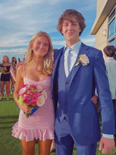 Load image into Gallery viewer, Flattering Bodycon Spaghetti Straps Pink Short Homecoming Dress with Ruched