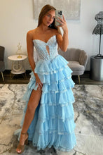 Load image into Gallery viewer, Pretty A Line Sweetheart Yellow Corset Prom Dress with Appliques Ruffles