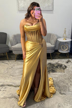 Load image into Gallery viewer, Sparkly Mermaid Sweetheart Silver Corset Prom Dress with Beading