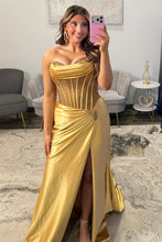 Load image into Gallery viewer, Sparkly Mermaid Sweetheart Silver Corset Prom Dress with Beading