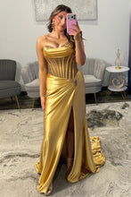 Load image into Gallery viewer, Sparkly Mermaid Sweetheart Silver Corset Prom Dress with Beading