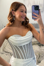 Load image into Gallery viewer, Sparkly Mermaid Sweetheart Silver Corset Prom Dress with Beading