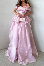 Load image into Gallery viewer, Gorgeous A-Line Pink Off The Shoulder Long Ruffle Formal Party Dress