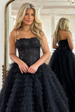 Load image into Gallery viewer, Stunning Glitter A-Line Spaghetti Straps Court Train Tulle Prom Dress With Split