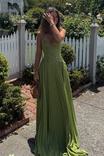Load image into Gallery viewer, Romantic A Line Halter Neck Green Corset Prom Dress with Lace Ruffles
