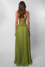 Load image into Gallery viewer, Romantic A Line Halter Neck Green Corset Prom Dress with Lace Ruffles