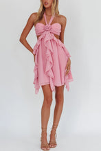 Load image into Gallery viewer, Gorgeous A Line Halter Neck Pink Short Homecoming Dress with Ruffles