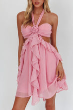 Load image into Gallery viewer, Gorgeous A Line Halter Neck Pink Short Homecoming Dress with Ruffles