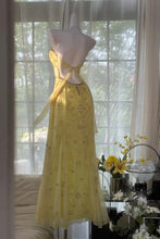 Load image into Gallery viewer, Gorgeous A Line Spaghetti Straps Yellow Long Prom Dress with Appliques Beading