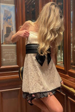 Load image into Gallery viewer, Gorgeous A Line Strapless White Printed Short Homecoming Dress with Bowknot