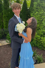 Load image into Gallery viewer, Gorgeous A Line Sweetheart Blue Long Prom Dress with Ruffles