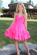 Load image into Gallery viewer, Gorgeous A Line Sweetheart Hot Pink Short Homecoming Dress with Ruffles
