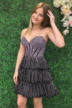 Load image into Gallery viewer, Gorgeous A-Line Sweetheart Short Tiered Beaded Homecoming Dress