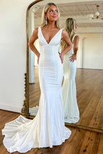 Load image into Gallery viewer, Sexy Deep V-Neck Open Back Mermaid Long Beaded Prom Party Dress