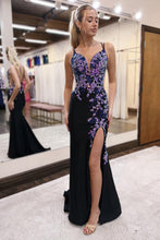 Load image into Gallery viewer, Glitter Mermaid Spaghetti Straps Lace Up Long Prom Dress With Appliques