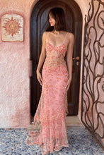 Load image into Gallery viewer, Gorgeous Mermaid Spaghetti Straps Orange Long Prom Dress with Appliques