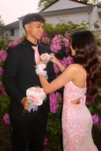 Load image into Gallery viewer, Gorgeous Mermaid Spaghetti Straps Pink Long Prom Dress with Embroidery