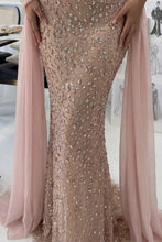 Load image into Gallery viewer, Charming Mermaid Strapless Light Pink Long Prom Dress with Beading