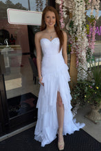 Load image into Gallery viewer, Gorgeous Mermaid Sweetheart Blue Long Prom Dress with Ruffles